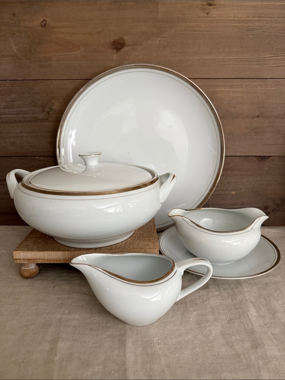 Vtg Royalton China Golden Elegance 4pc Hostess Serving Set